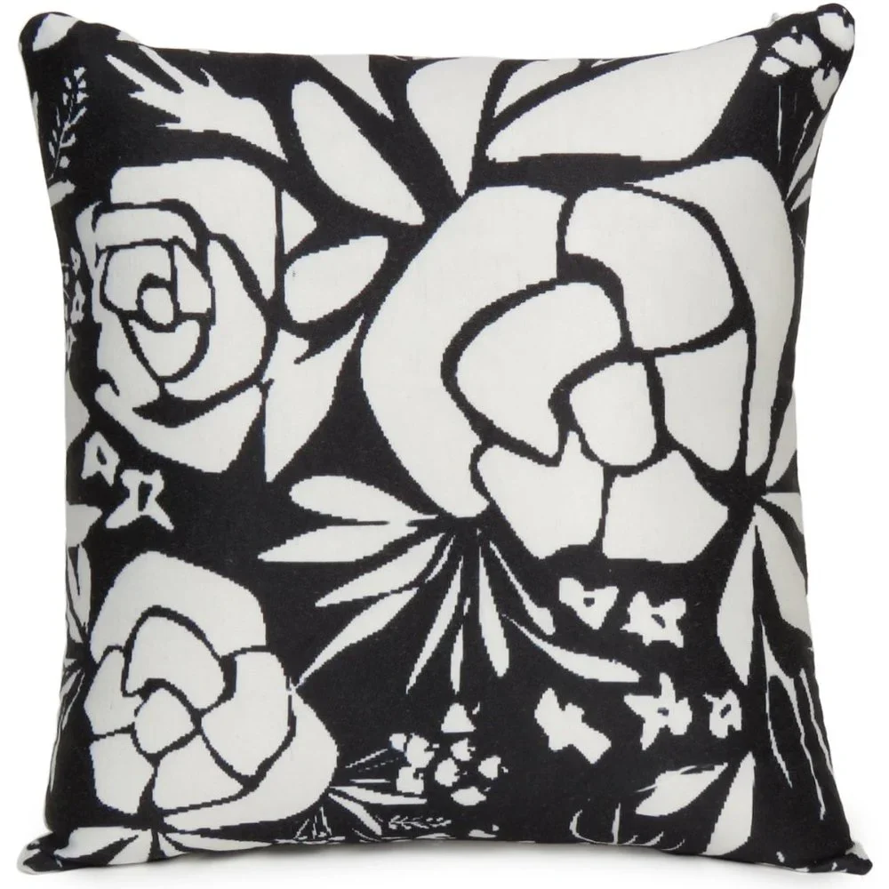 Home Decorative Comfortable Black Floral Digital Print Cushion Pillow Cover Case